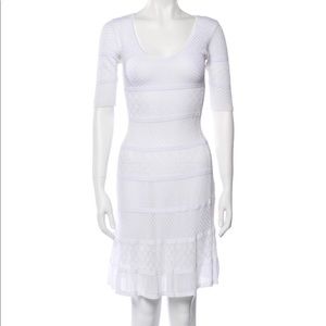 ISSA LONDON white knit short sleeve stretch dress